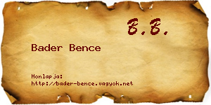Bader Bence névjegykártya